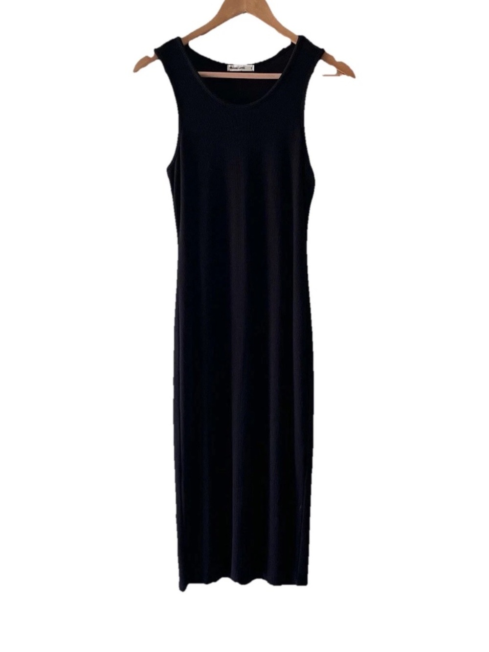 Marine Layer Lexi Rib Daytime Midi Dress Size Small Solid Black Bodycon